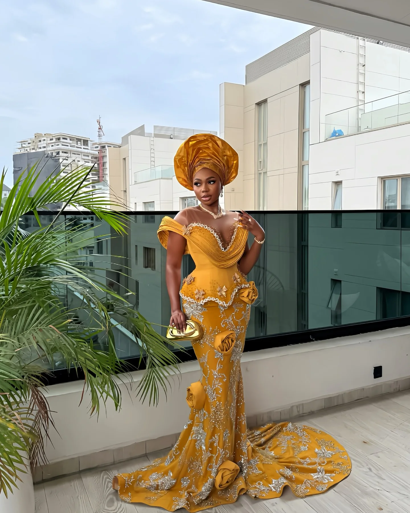 النيجيري الذهب فساتين السهرة الفاخرة بريق مطرز الدانتيل فستان الزفاف الأفريقي فستان الزفاف الاستقبال 3D زهرة فساتين عيد ميلاد