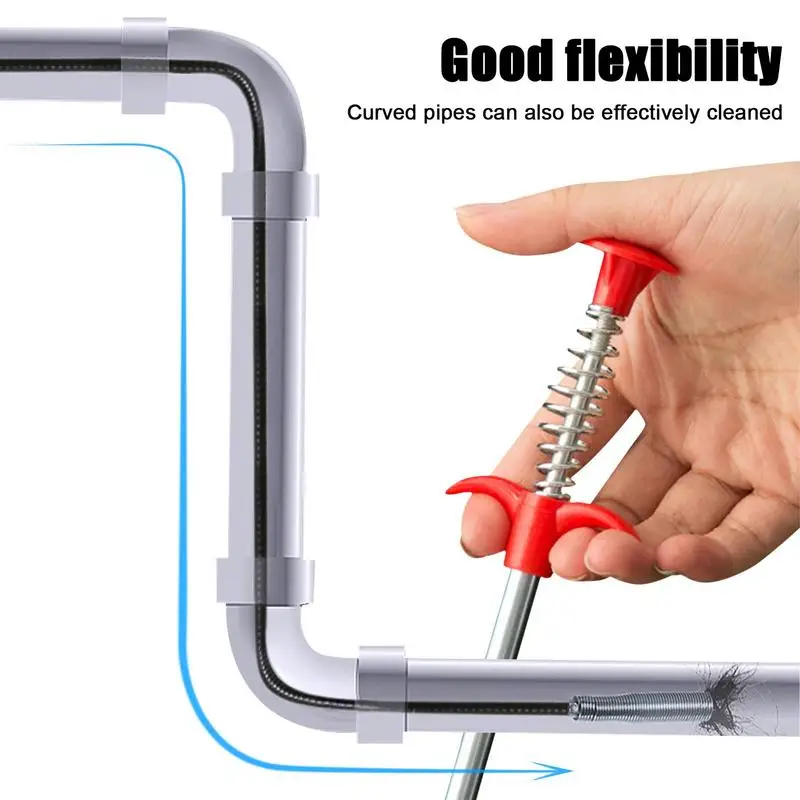 Toilet Snake Tube Unblock Bathroom Sewer Dredge Anti-Clogging Tool Telescopic Flexible Pickup Claw Reusable Drain Cleaners