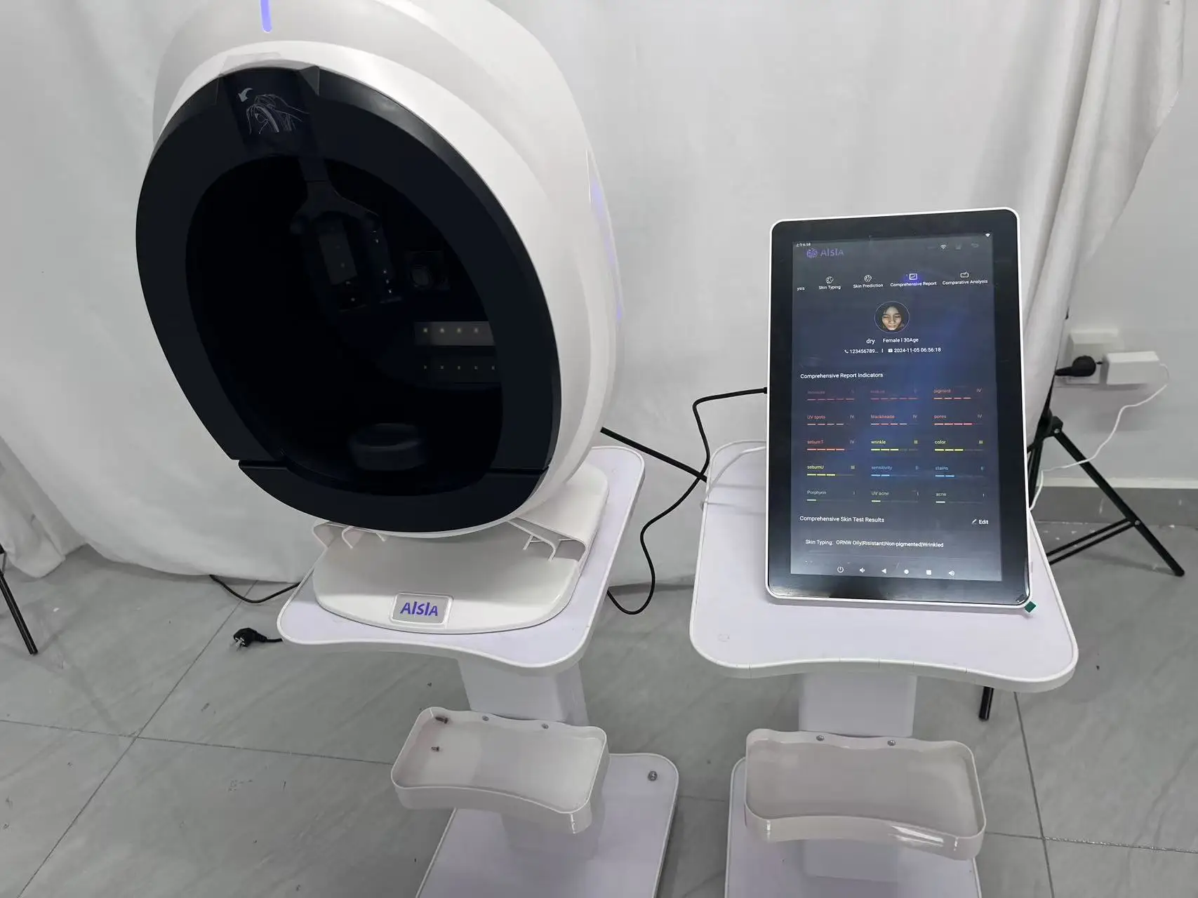 AISIA Q1 3D AI 얼굴 피부 분석기 8 스펙트럼 전문 피부 진단 뷰티 살롱 장비 피부 문제 탐지용