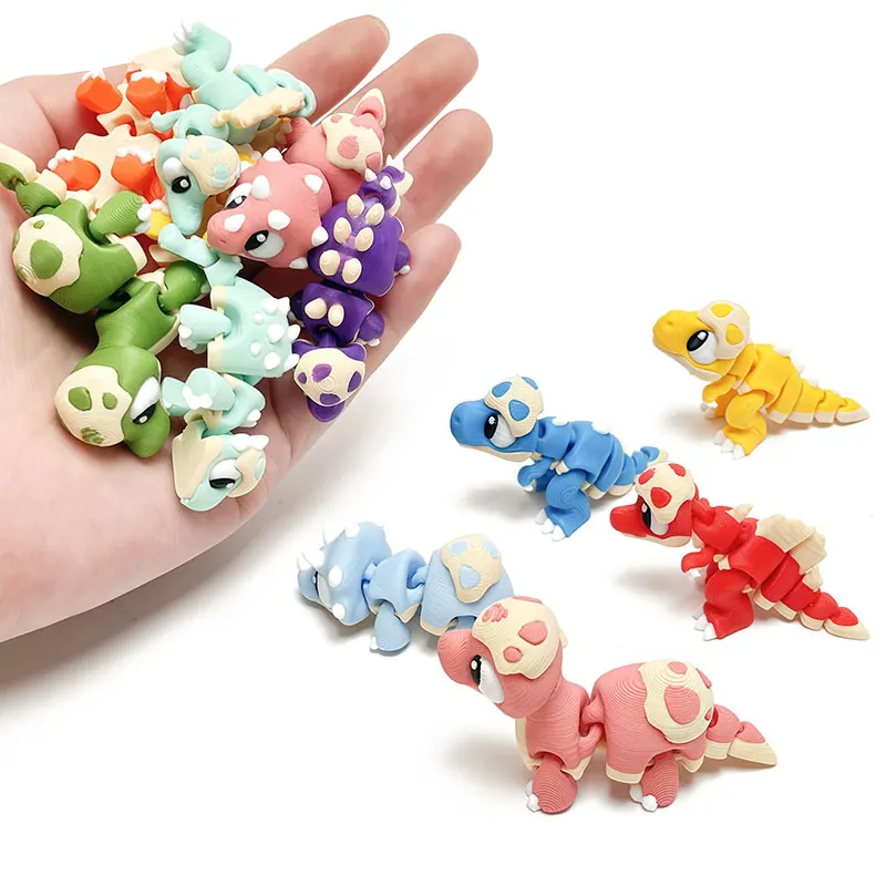 Mini 3D Printed Dinosaur Toys - Movable Joints Egg Shell T-Rex Spinosaurus Triceratops Brachiosaurus for Desktop Creative Decor