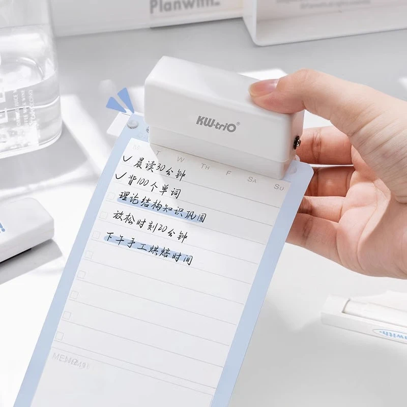 KW-TRIO صغير محمول متعدد الألوان لكمة ثقب الموثق لكمة 6 حفرة لكمة متعددة الوظائف دراسة المنظم ثقب لكمة #3