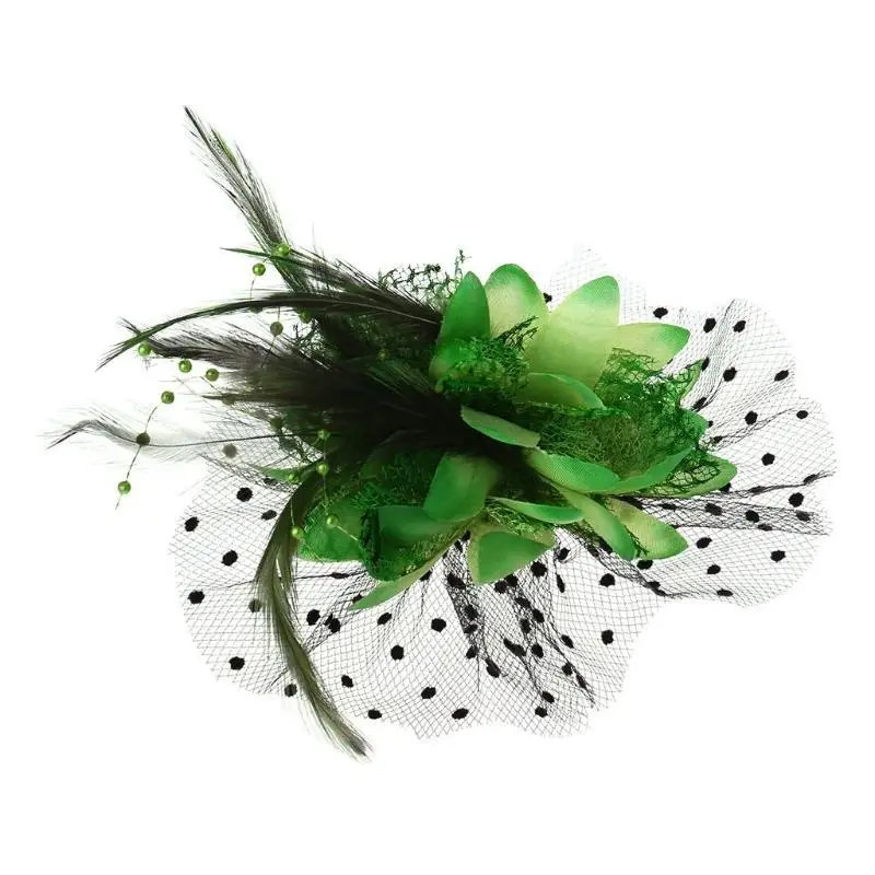 39BD Fascinators Hat 20s 50s Color Mesh Hat Cocktail Tea Party Brooch