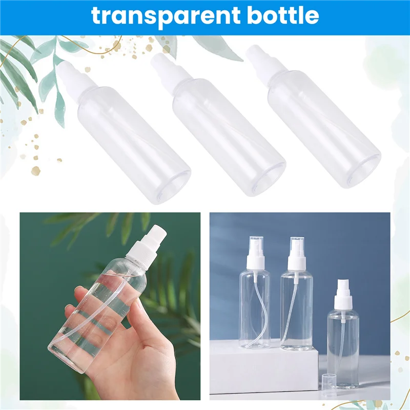 A28F-50PCS 100ml 透明プラスチック香水アトマイザー 小型ミニ空スプレー詰め替えボトル トラベルボトルセット