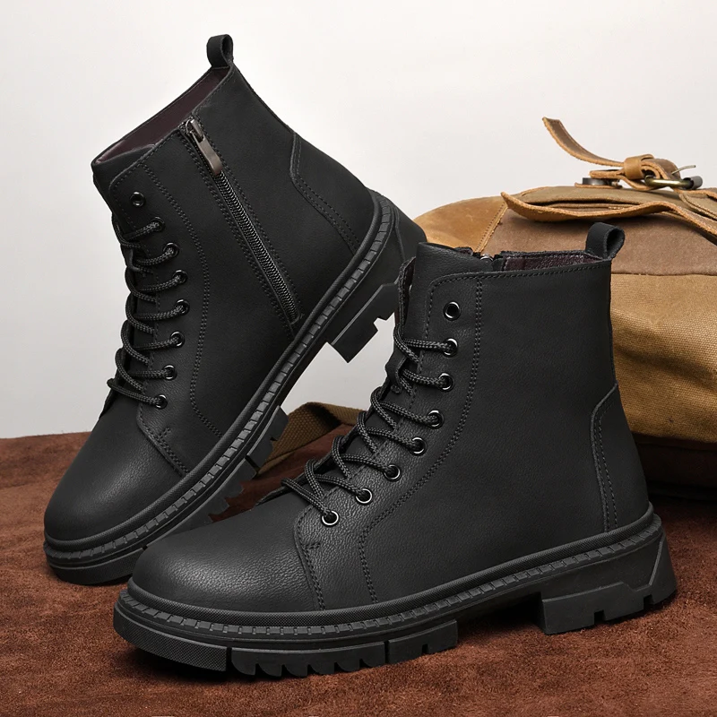 أحذية المشي لمسافات طويلة في الهواء الطلق للرجال، المشي لمسافات طويلة السفر التخييم الأحذية الجلدية، أحذية الكاحل الجلدية لجميع المواسم، أحذية رجالية عادية، أحذية العمل الرجعية