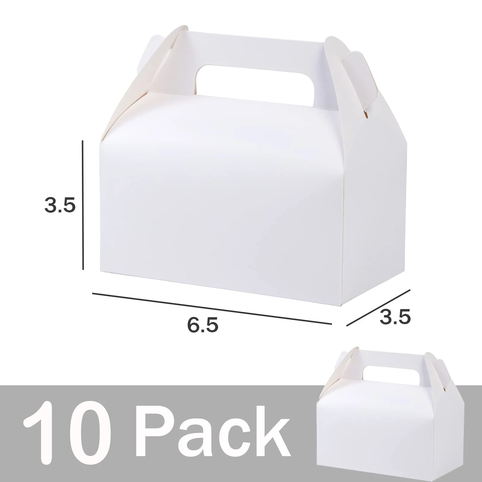 10pcs Large Gable Boxes White Gift Boxes With Handles Baking Boxes Snack Boxes Paper Lunch Boxes Takeaway Boxes Wedding Party