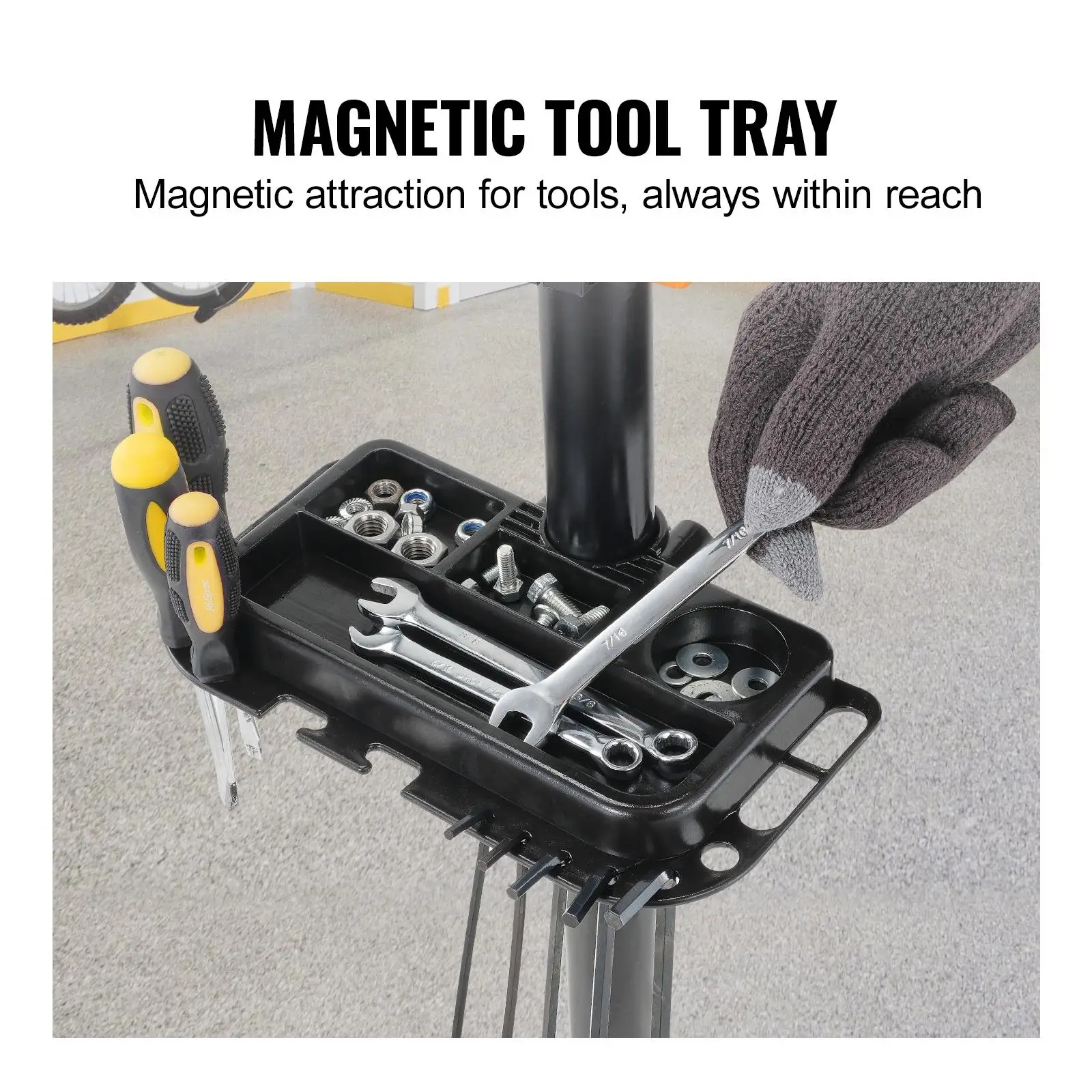 Heavy Duty Steel Bike Repair Stand 80 lbs Adjustable Height Maintenance Workstand with Magnetic Tool Tray Telescopic Arm Foldable for home Shop