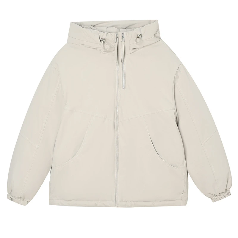 2025 패션 신상 다운 코튼 패딩 재킷 단색 가을 겨울 루즈핏 긴팔 포켓 후드 여성 숏 파카 코트