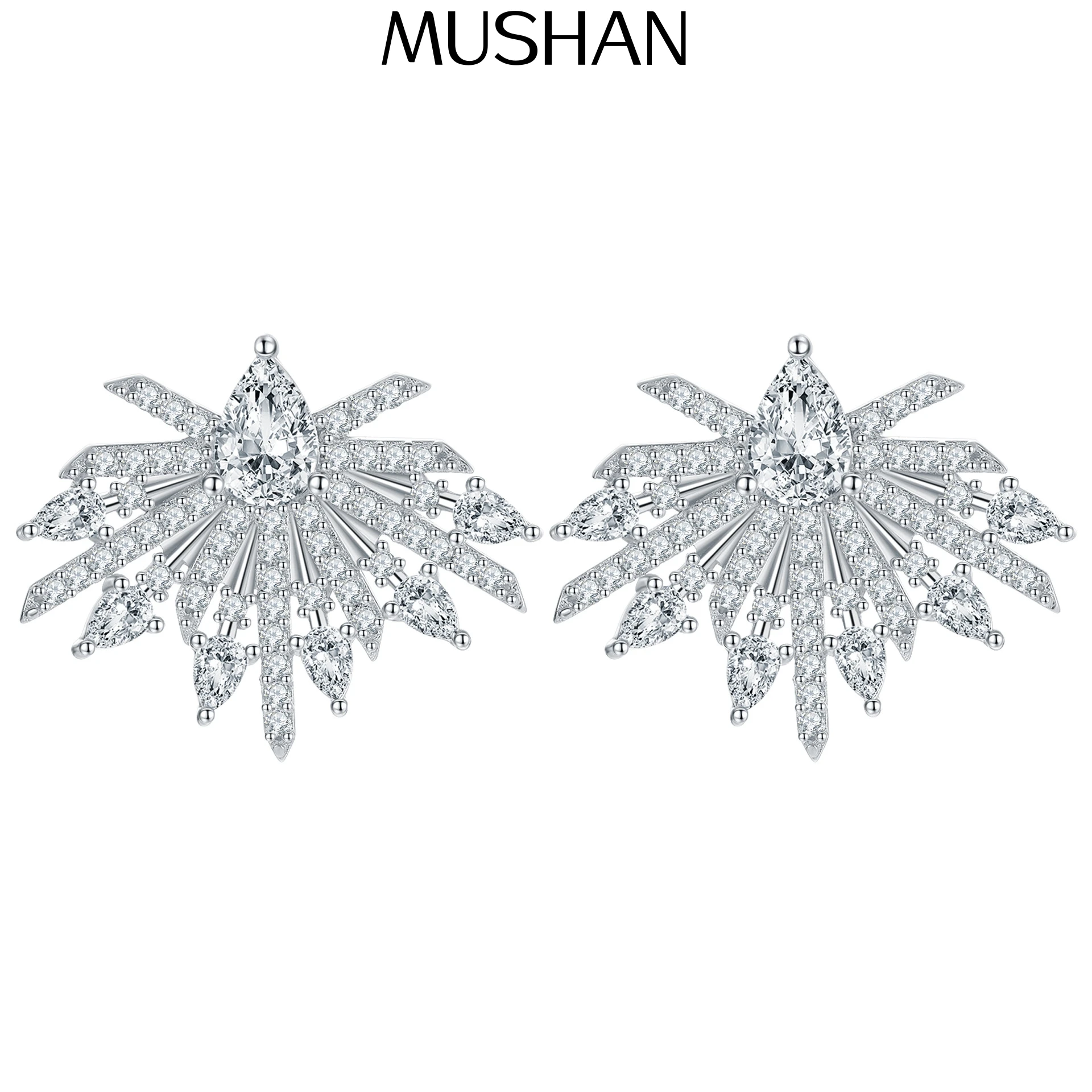 

MuShan Luxury Jewelry 925 Sterling Silver Earrings Zircon 7A Huggie Casual for Fiancee 18K Rose Gold Plated Fine Jewelry Earring