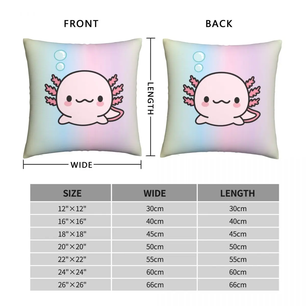 Cute Axolotl Square Pillowcase Polyester Linen Velvet Pattern Zip Decor Pillow Case Home Cushion Cover