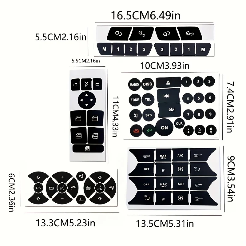 1Set Car Interior Button Repair Stickers - Universal Dashboard Control Panel Decals for Peeling/Worn Buttons
