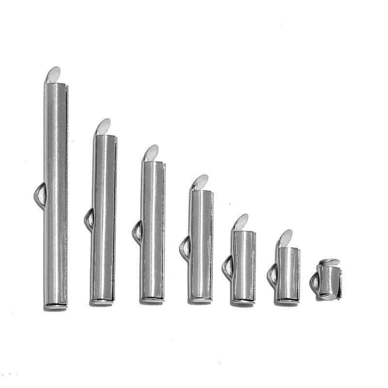 20pcs 9 Size Stainless Steel Slide On End Clasp Tubes Slider End Caps Crimp End Tube for Round Seed Beads Inner 3mm