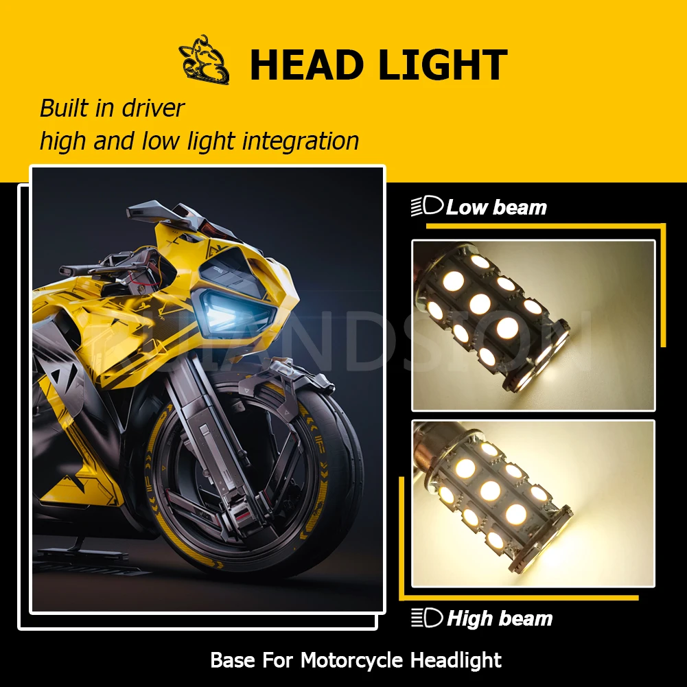 2Pcs P15D-25-3 LED Motorcycle Headlight Bulb 6V 12V 24V 4300K Warm White Motorbike Bike Moto Moped Scooter ATV Light Hi/Lo Beam - view 3