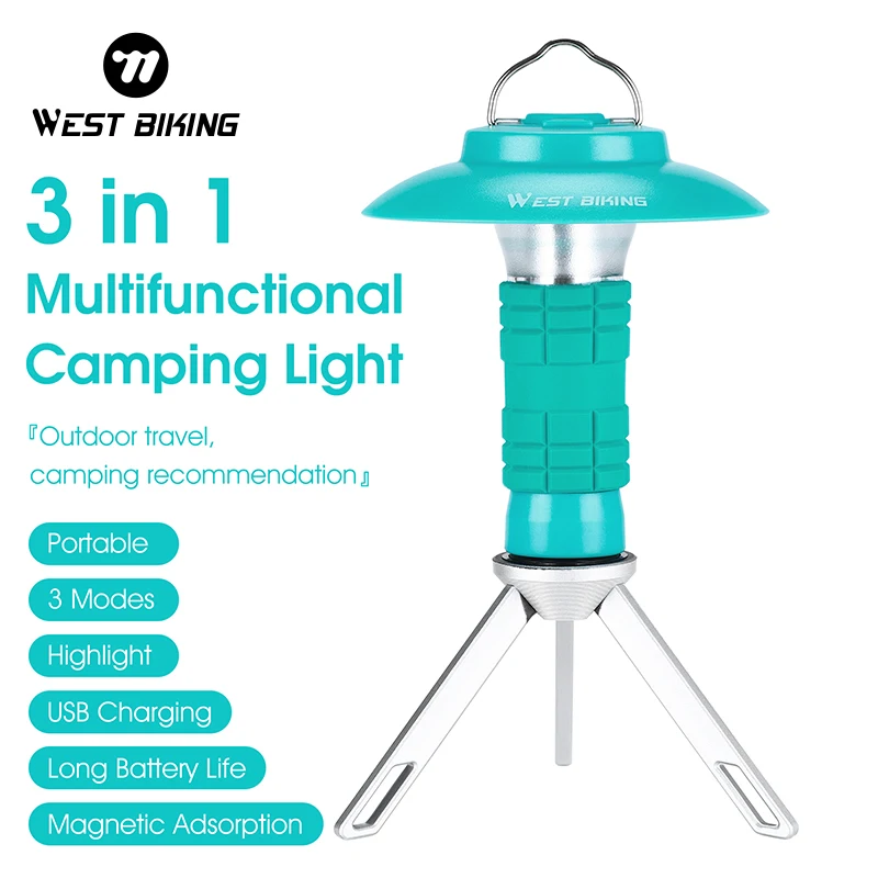 

WEST BIKING Portable Camping Lantern Power Display Type-C Rechargeable Magnetic Camping Light with Tripod for Outdoor Hiking