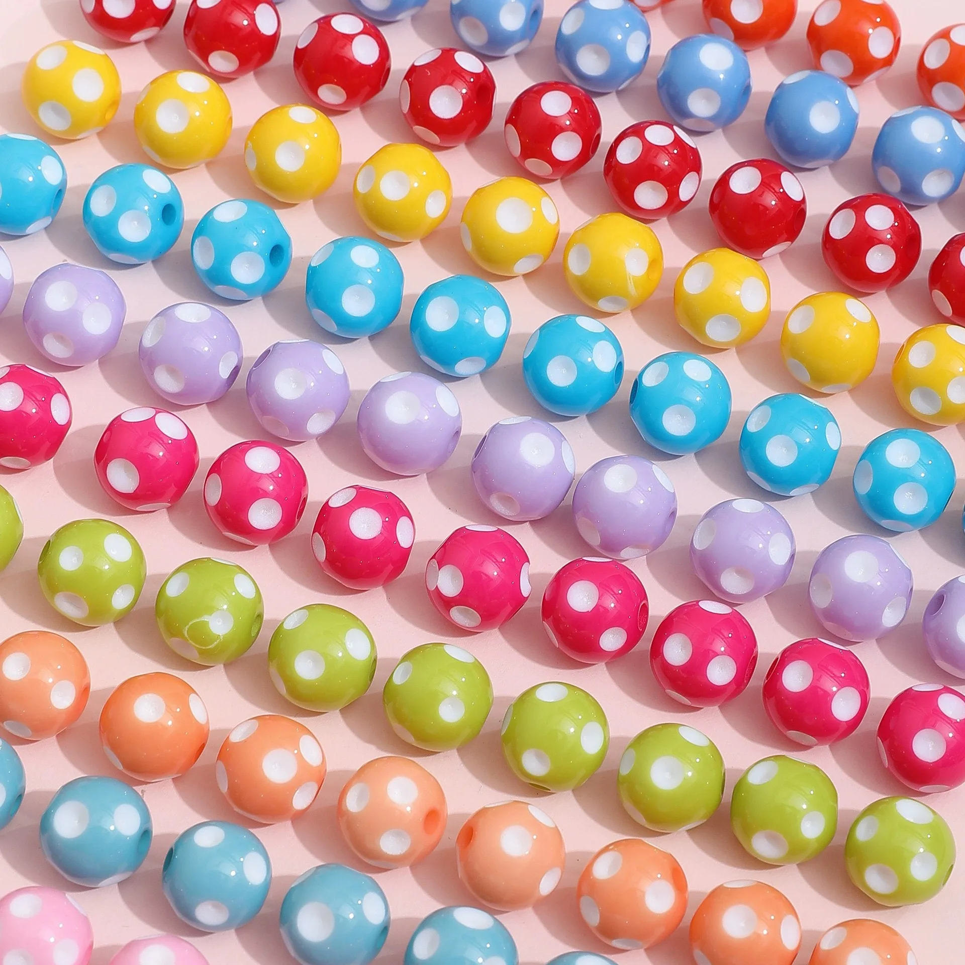 

12mm cute and interesting polka dots colorful resin beaded diy handmade ear ornaments hand necklace accessories materials