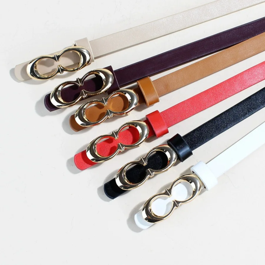 PU Leather Belt Metal C H Buckle Fashion Belt Waist Belt Waistband Lady Belt for Pants Trendy