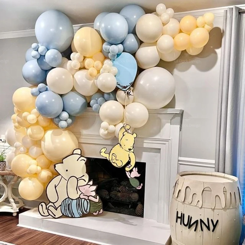 168 Uds. Globos de Winnie The Pooh de dibujos animados de Disney, arco de guirnalda, globo de aluminio con números de 40 pulgadas para cumpleaños, boda, fiesta reveladora de género