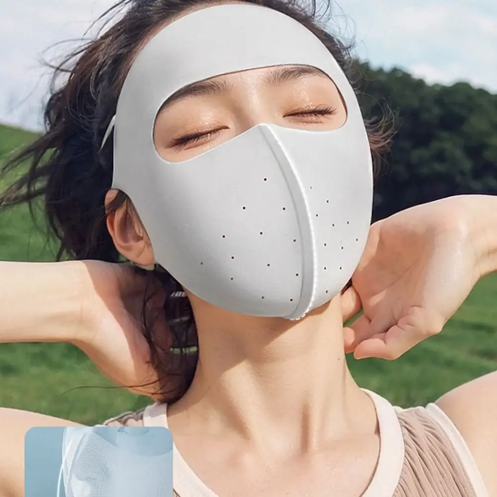Adjustable Sunscreen Face Scarf Ice Silk Mask Face Mask Summer Face Cover Solid Color UV Protection Sunscreen Mask Cycling