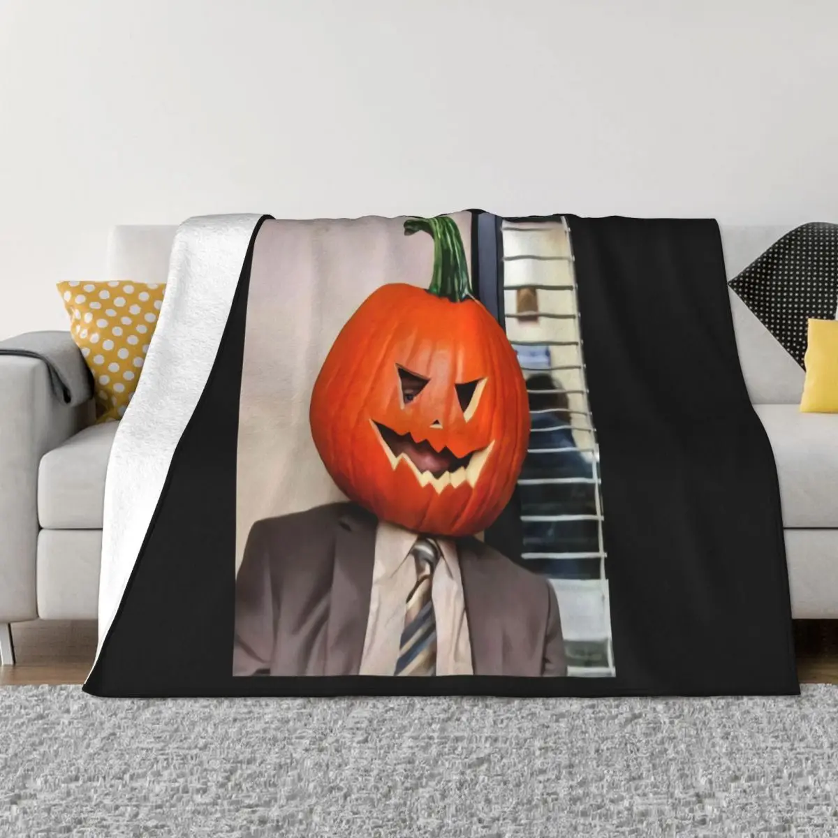 The Office Halloween Dwight Schrute Dwight Pumpkin Family Popular Style Casual Fitness Pop Splicing Vintage Throw Blanket