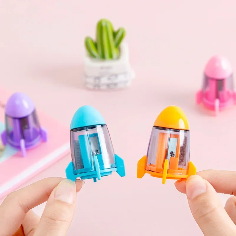 1/2pcs Creative Rocket shape Pencil Sharpeners Funny Pencil Cutting Tools School Supplies Student Stationery for kids Gift