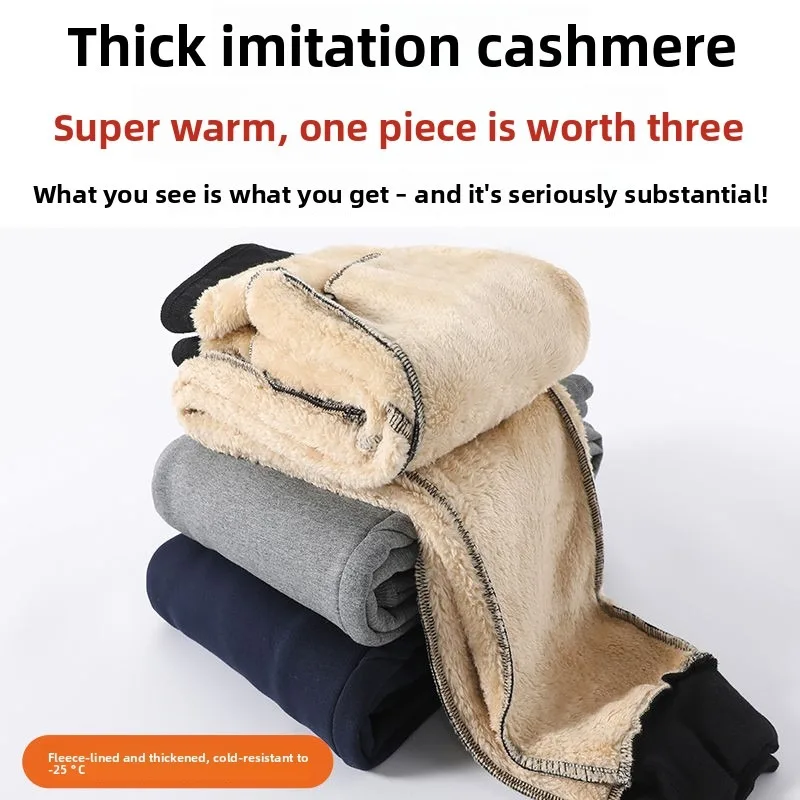 الشتاء صوف مبطن Sweatpants النساء عالية الخصر فضفاضة تناسب السراويل القطنية الحرارية لينة أفخم بنطلون صالة في الهواء الطلق ارتداء عادية #4