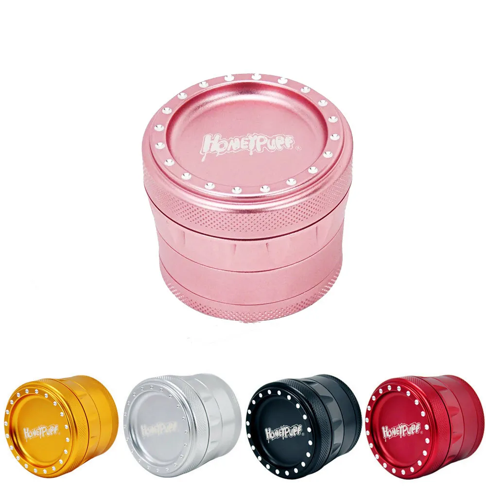 HONEYPUFF Drum Style Aluminum Grass Grinder 63 MM 4 Layers Metal Portable Grinders Spice Crusher Store Herb Accessories