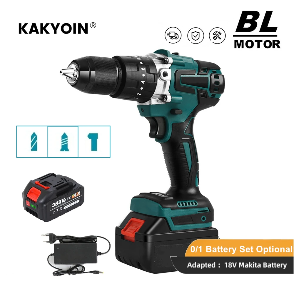 

Brushless Electric Drill 21V 13MM Cordless Screwdriver With Impact Function Can Drill Ice Power Tools For Makita 18V Battery