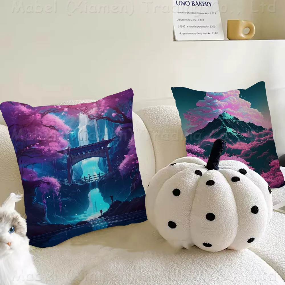 

Cherry Blossom Japan Art Cushion Cover Pillowcase Upholstery Sofa Throw Pillow Home Decor Pillowcas