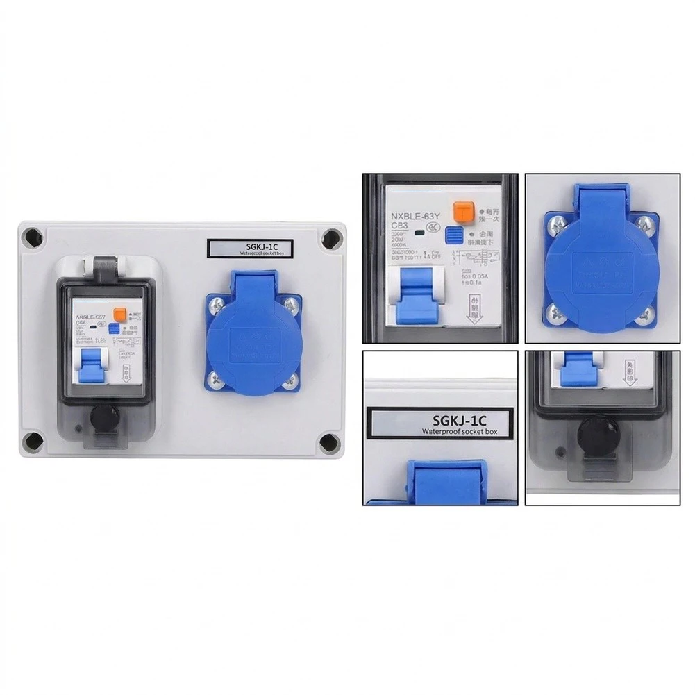 for IP54 Wall Power Distributor 16A 250V 1P+N Rated with 63A Breaker and IP67 Transparent Casing for Long Life Use