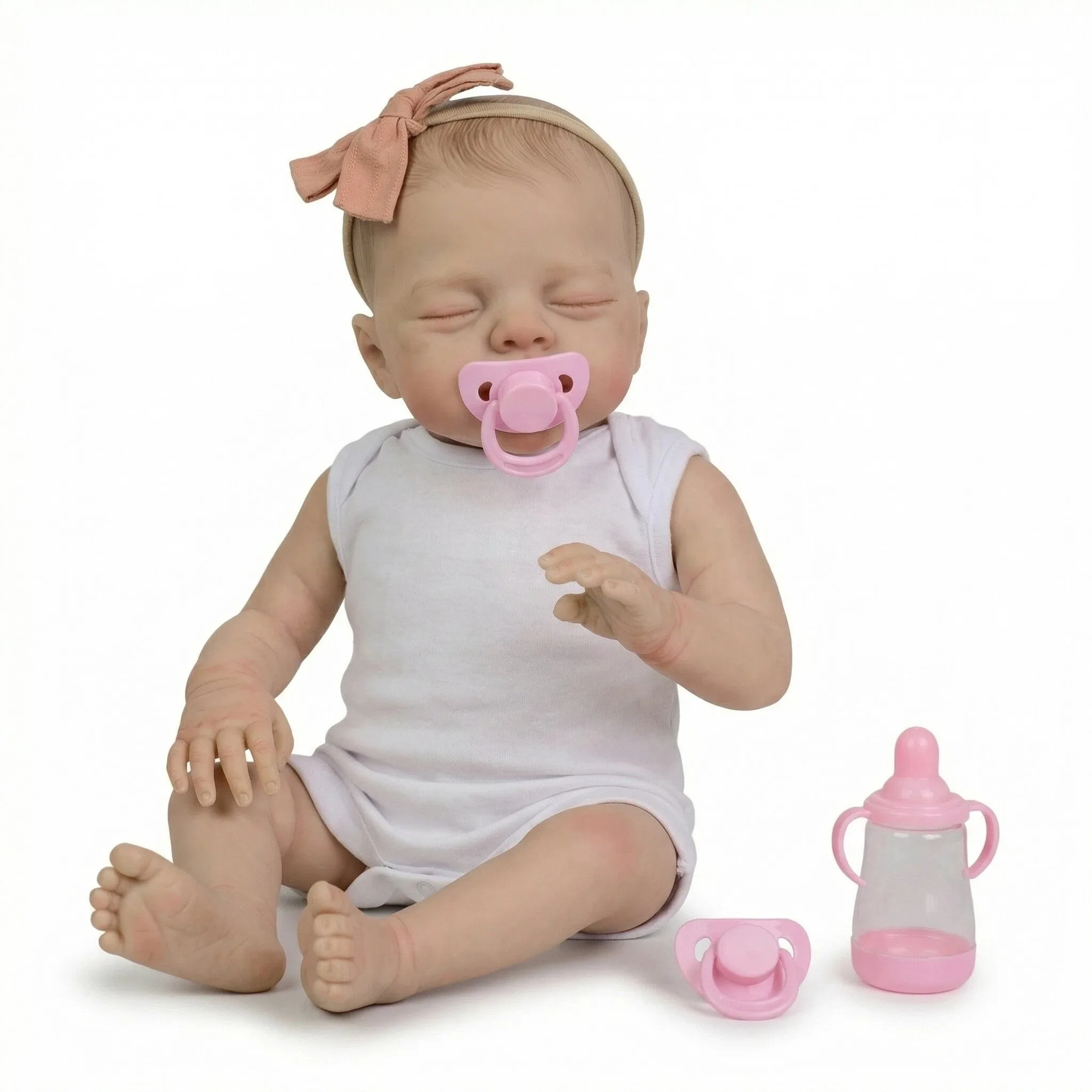 

1PC 18Inch Lifelike Reborn Baby Doll Realistic Newborn Cloth Body Handmade Painting Cute Hair Simulation Doll Holiday Gift