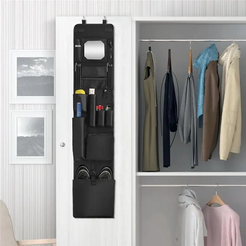 A04G-Waterproof Acrylic Soft Mirror 2Pcs Hanging Closet Shelf Hanging Work Locker Organizer Door Locker Organization