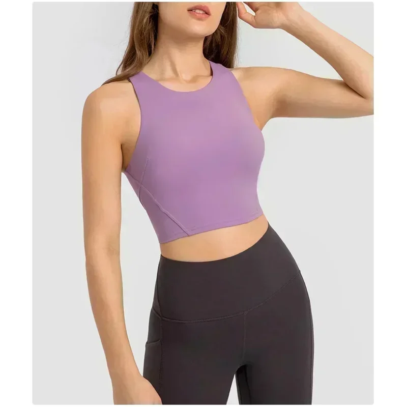 

2025 Wunder Train Racerback Tank Top Yoga Sports Vest With Chest Pad Running Fitness Underwear Bra Elastic Sleeveless Shirt