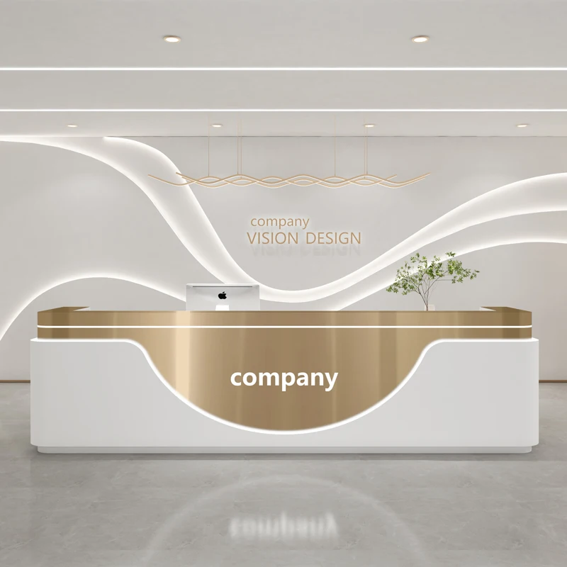 

Furniture Reception Desk Cafe Counter Promotional Table Curved Vintage Office Atelier Supermarket Beauty Bureau Meuble Church