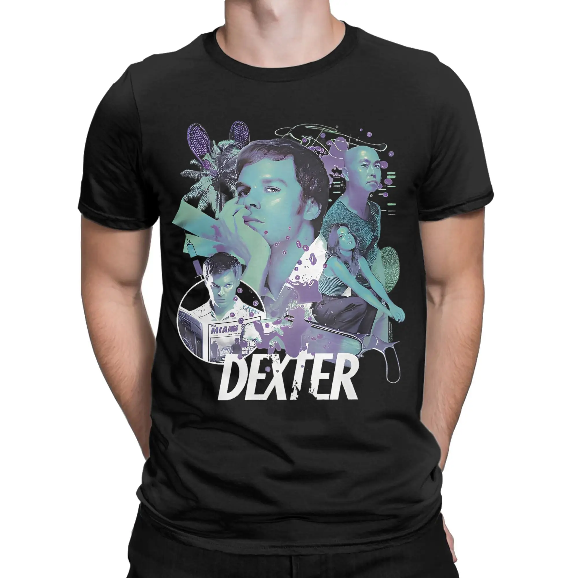 Dexter Morgan Movie Cotton T-Shirt For Male Summer Crime TV Drama  Retro T Shirts O Neck Tee Shirt Plus Size Hot Sale Clothes