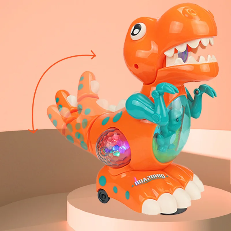 Novo dinossauro andando brinquedos elétricos modelo robô dos desenhos animados nteractive animal elétrico luz música brinquedos inteligentes presente para crianças