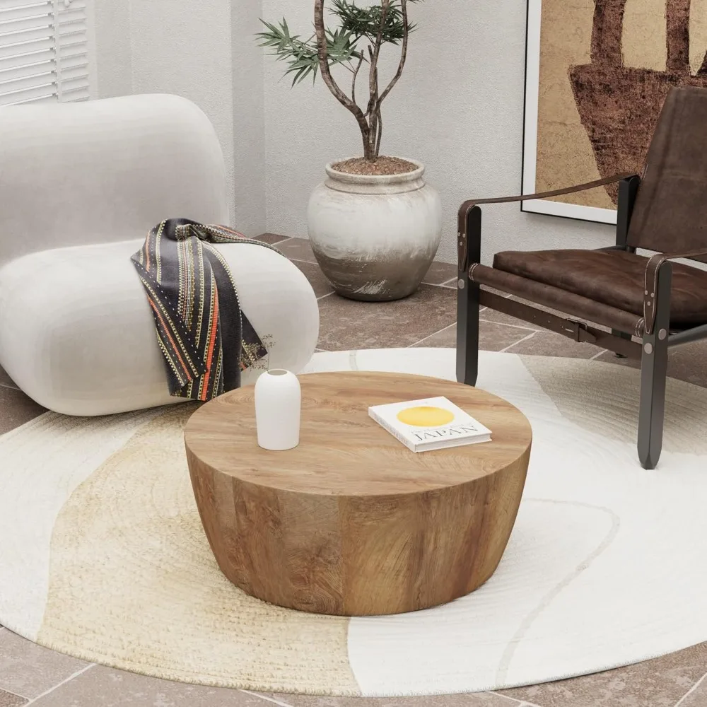 

Round Coffee Table, 29.52IN Wooden Coffee Tables for Living Room,Vintage Reversible Round Coffee Table, Mid Century Modern Cente