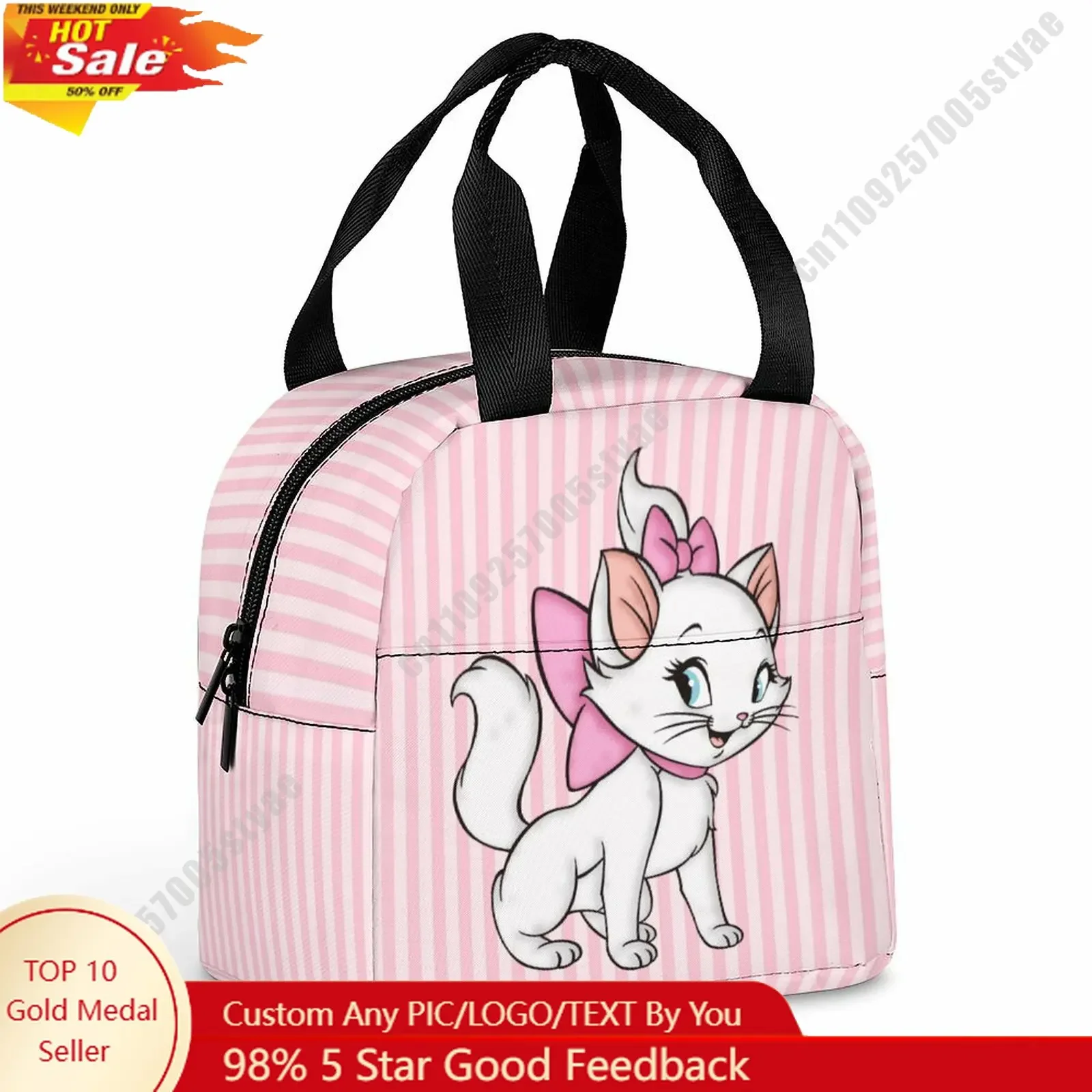 

Marie Lunch Bag Disney Animal Patterns Bento Bag DIY Custom Text Photo Logo Portable Aluminum Foil Food Bag