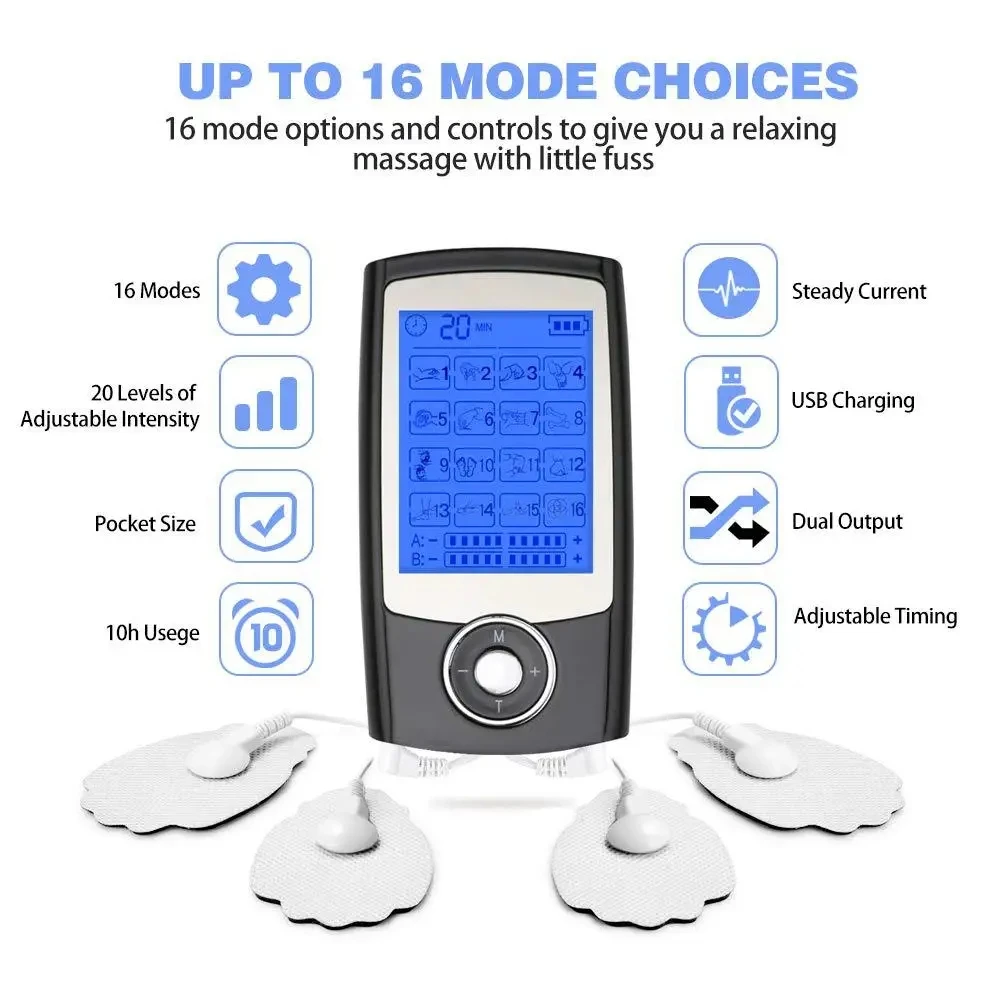 16 Mode Electric Tens Relax Muscle Stimulator EMS Acupuncture Body Massage Digital Therapy Slimming Machine Electrostimulator