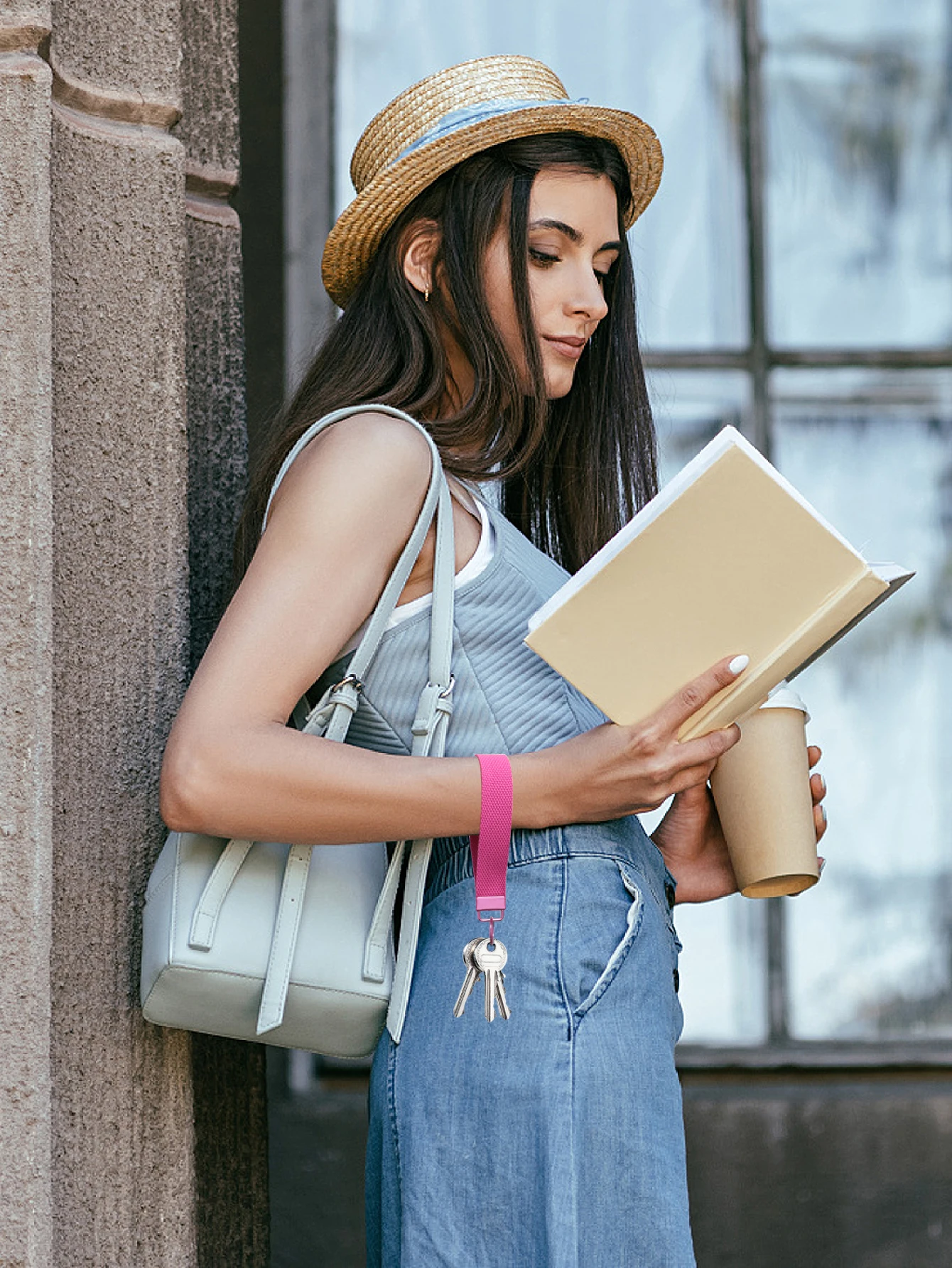 لطيف السوار حزام لون نقي المفاتيح المعلم الحبل مع Keyrings للنساء مفاتيح الهواتف محافظ حامل سحر مفتاح سلسلة هدية