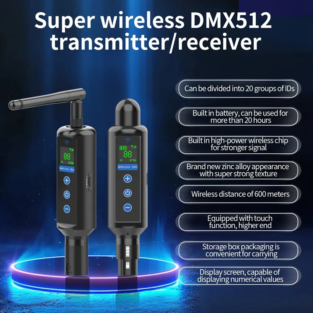 Punctual- Wireless Dmx Receiver Transmitter 2.4G DMX Controller Stage Lighting Control for LED Stage Disco Party Bar Lighting
