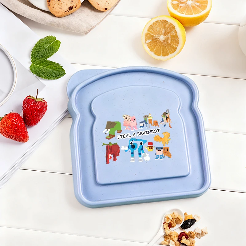 

Steal A Brainrot Boy Student Lunch Toast Boxes Bread with Lid Organizer Kids Cute Anime Print Sandwich Container Party Game Gift