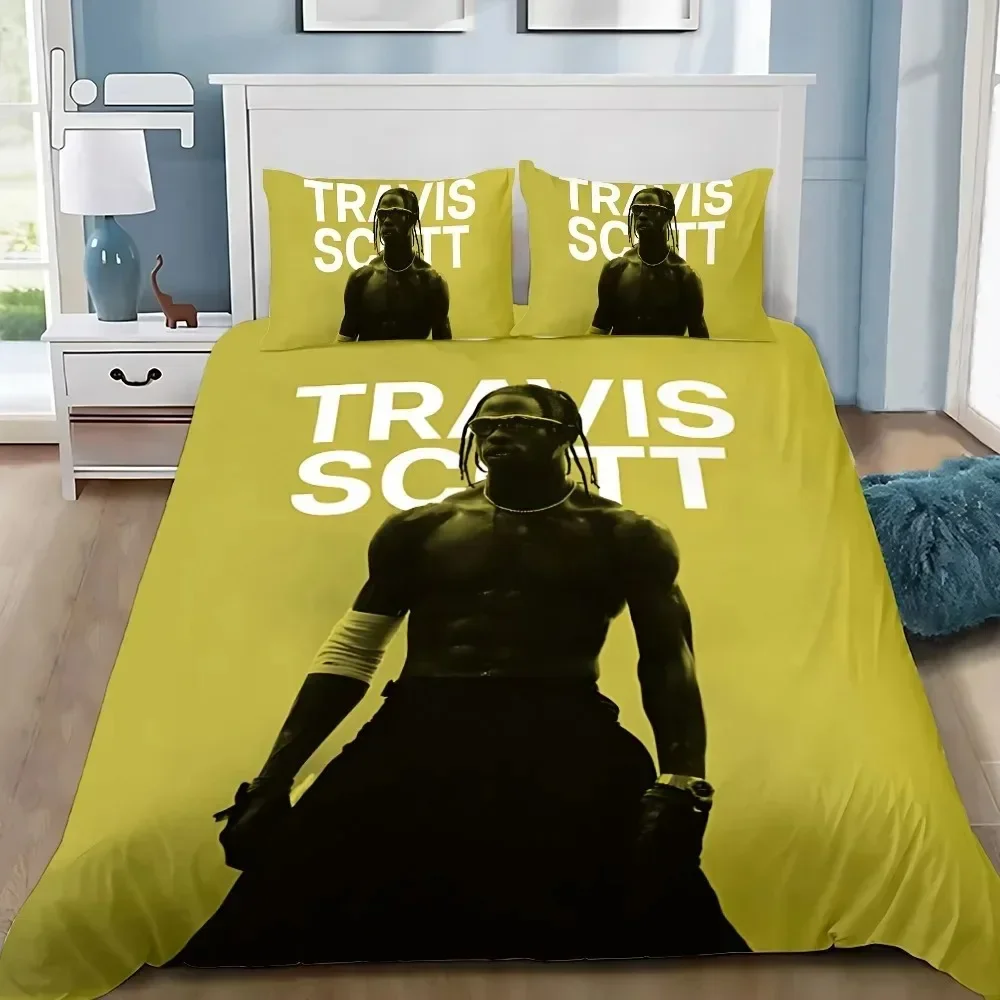 Exquisite 3D Rapper Travis Scott Wallpaper Digital Printing Bedding Set Duvet Cover Comforter Bed Youth Kids Girls Gift