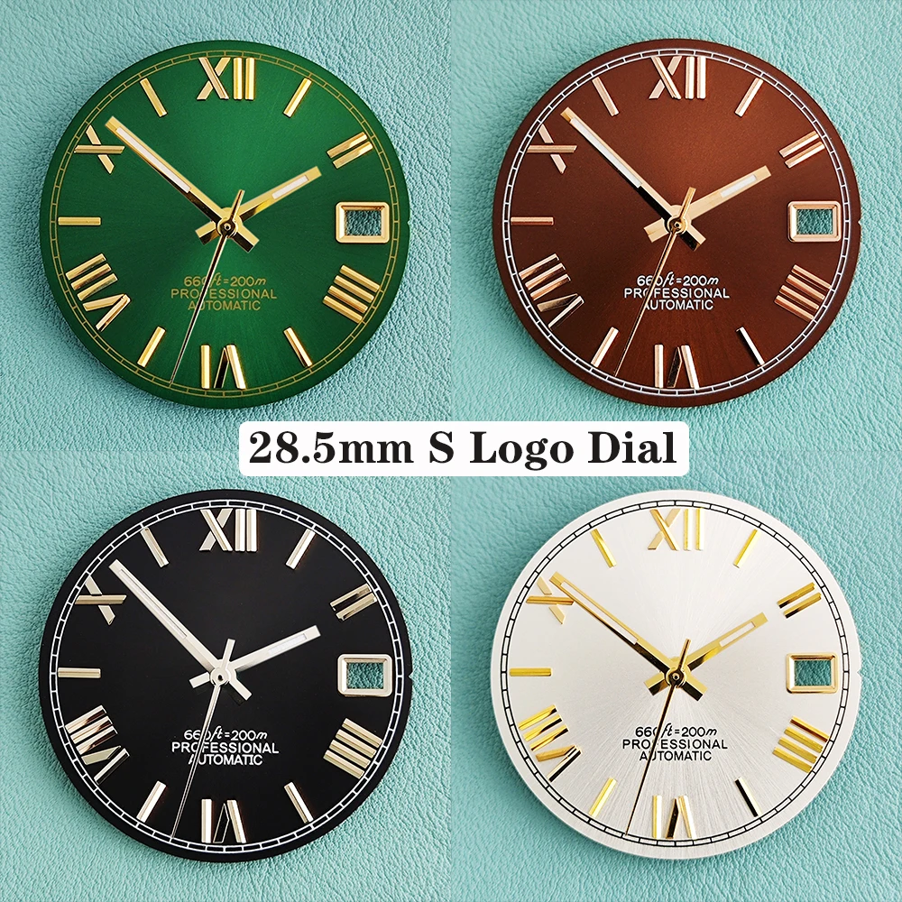

28.5mm Sunburst Watch Dial Roman Dial for NH35 NH36 NH38 NH70 NH71 NH72 4R35 4R36 Automatic Movement Metallic Markers DJ Hands