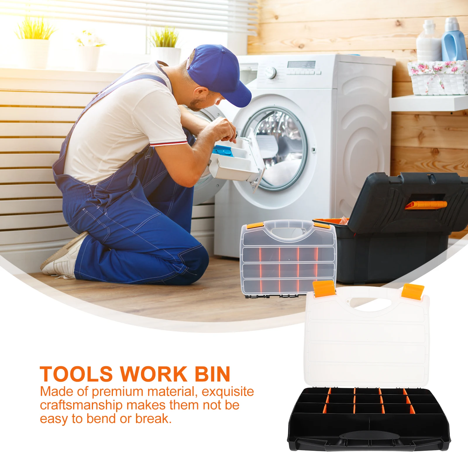 

Tool Box Small Parts Storage Boxes Screw Container Kit Clear Organizer Bins Cube Plastic with Dividers