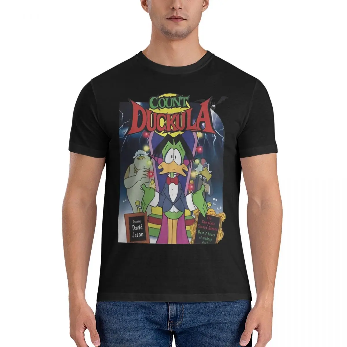 Humorous Cartoon T-Shirts for Men O Neck 100% Cotton T Shirt Count duckula Short Sleeve Tees Classic Clothing