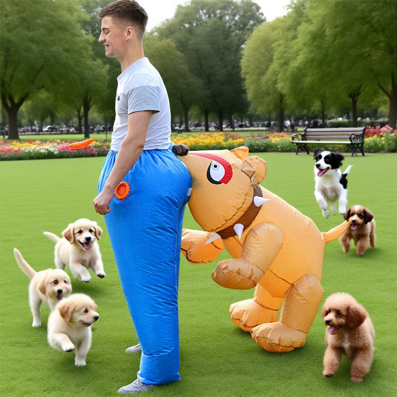

Dog Bite Inflatable Costume Adult Cartoon Animal Costume Halloween Animal Theme Funny Dress Up Inflatable Costume