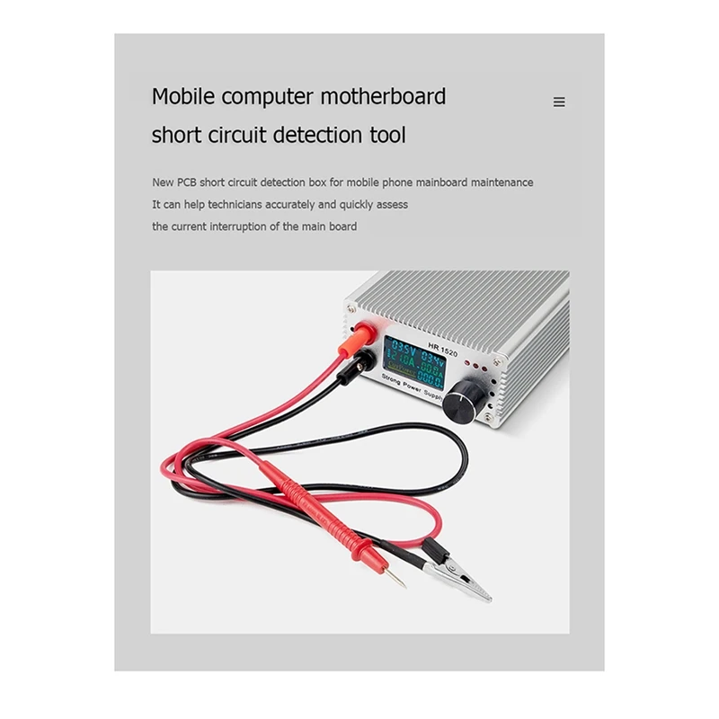 HR1520 Motherboard Short Circuit Tester 15V 20A Adjustable Multifunctional Power Supply For Phone Repair Easy Install (EU Plug)