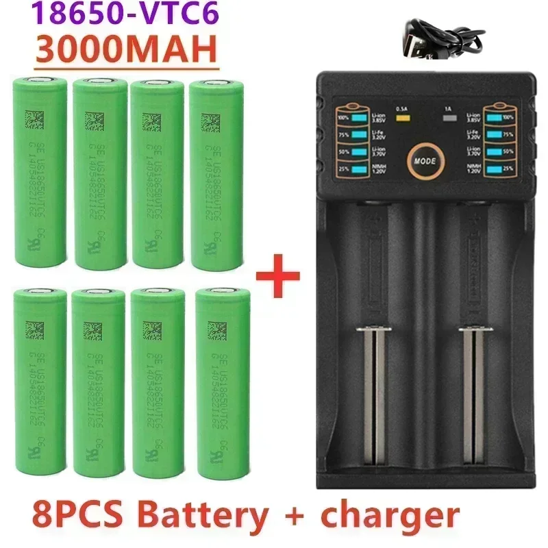 

Brand new original 18650 battery+ USB charger, rechargeable battery, Sony VTC6 3.7V 3000mAh suitable for toys and power tools