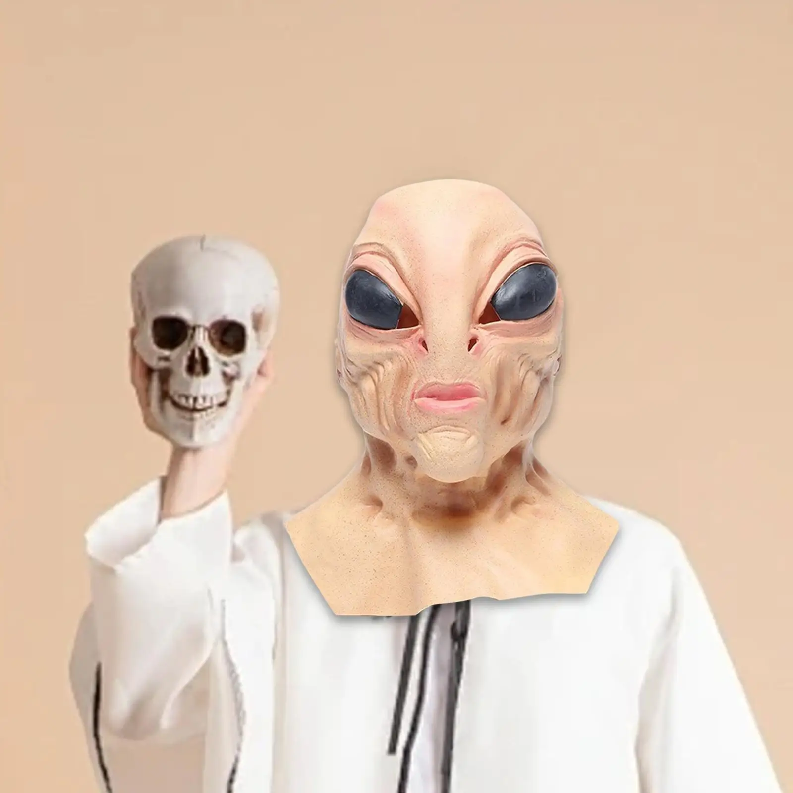 

Alien Halloween Costume for Halloween Full Head Cosplay Prop Latex with Neck for Stage Performance Party