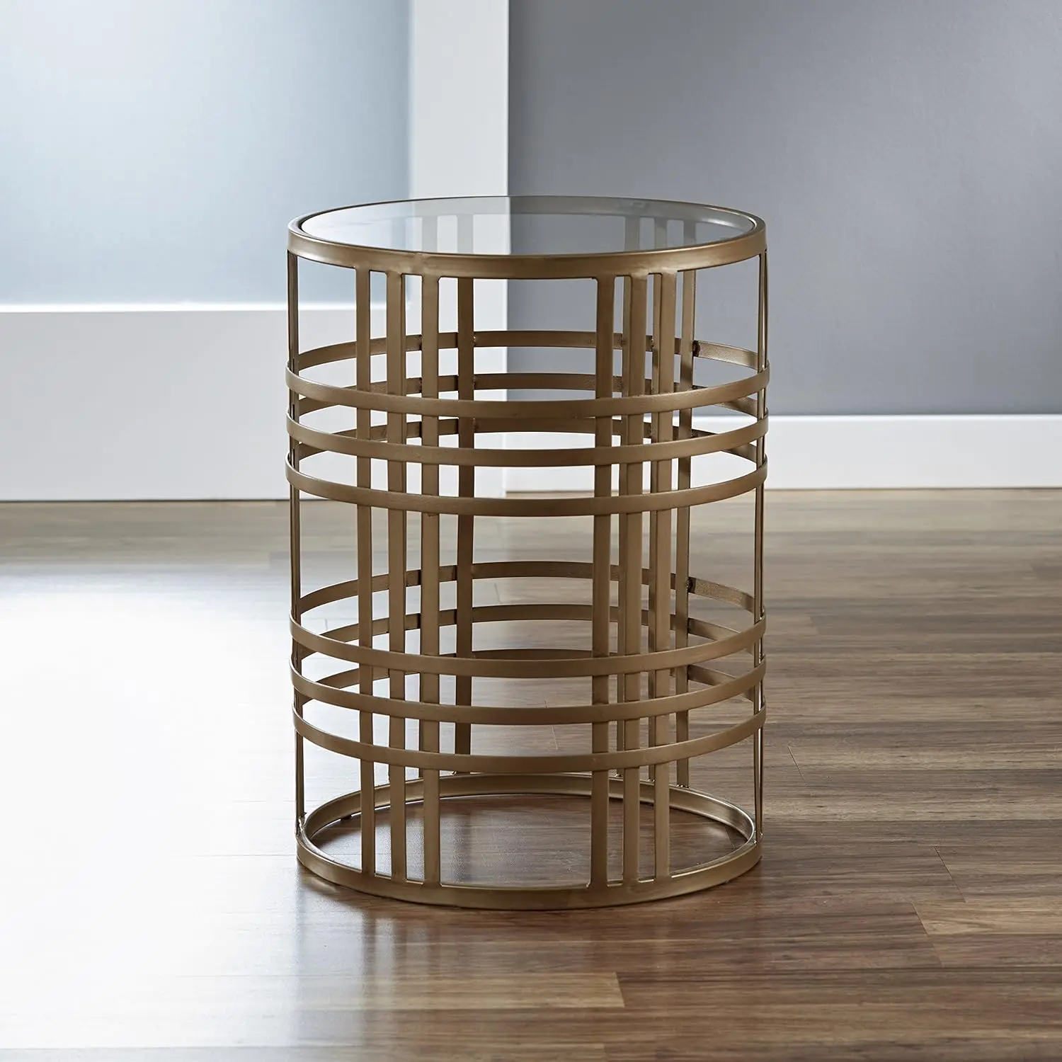 Weave Side Table, 22H x 16.75" W x 16.75" D, Antique Gold