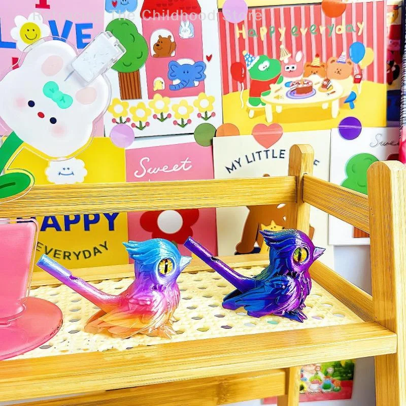 2 pçs 3d impresso pássaro apito musical injeção de água instrumento decorativo apito ornamentos para casa desktop (cor aleatória)